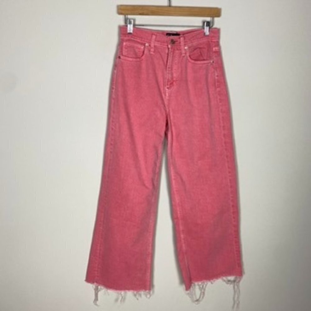 GAP Coral Pink Wide-Leg Raw Hem Jeans